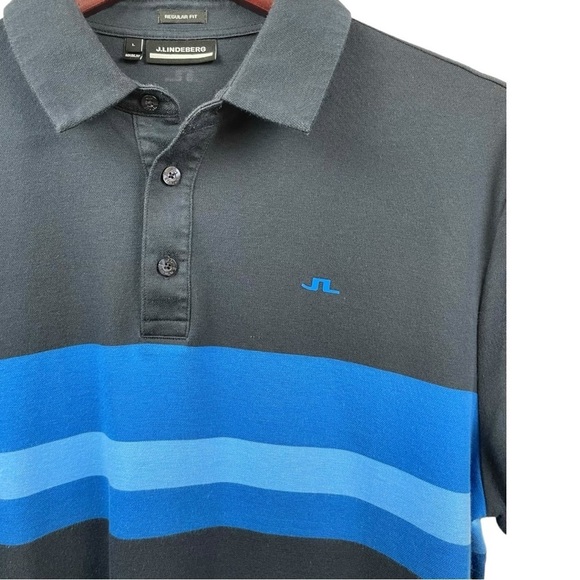 J.Lindberg Blue Matt Regular Fit Short Sleeve Pique Polo Shirt Size L - Picture 4 of 7